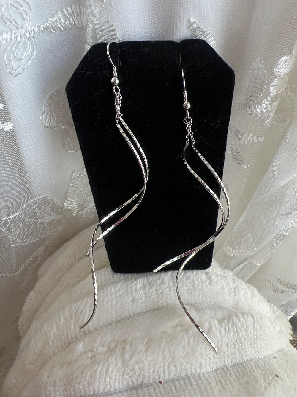 Park Lane Silver Twisted Wave Drop Earrings
